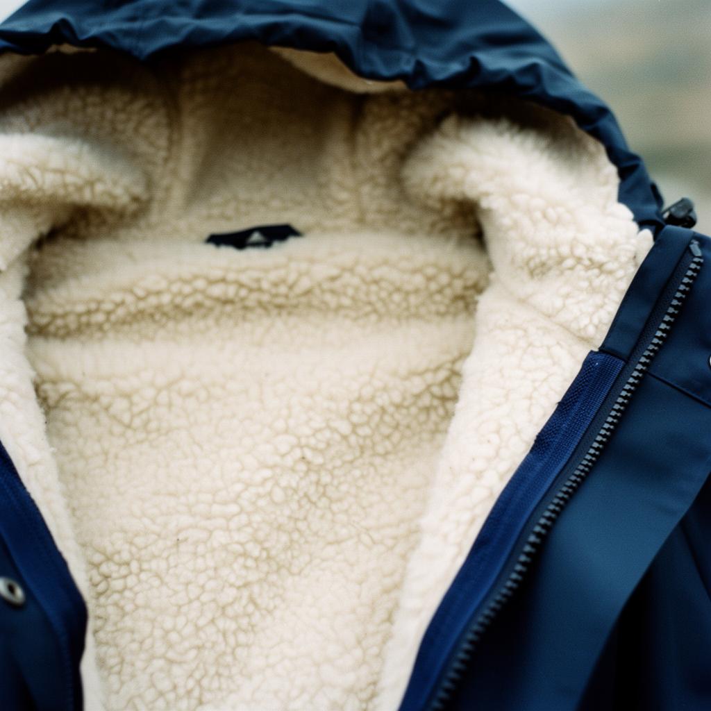 Close-up of the recycled sherpa fleece lining inside the Daybreak dryrobe